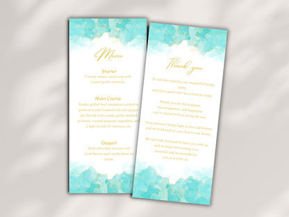 Wedding Thank you Card, Menu Card, Table Card. WI301