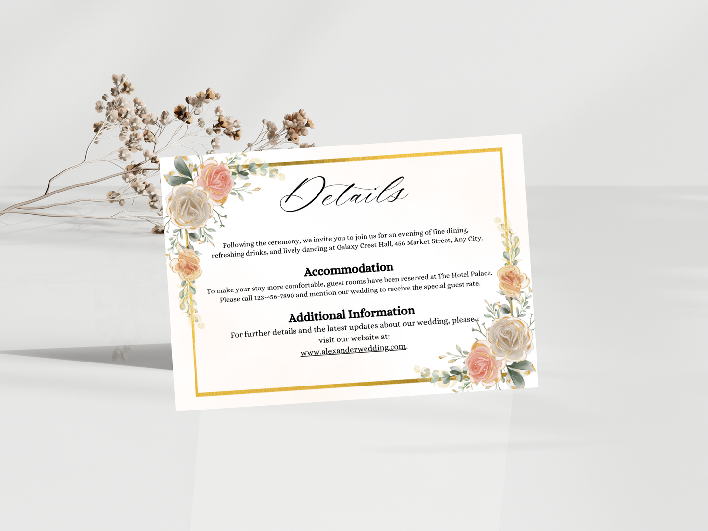 Wedding Invitation, RVSP, Details Template, Bottle label, Instant Download MTC406