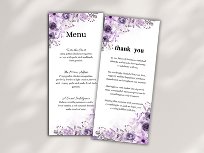 Wedding Thank you Card, Menu Card, Table Card. WI328