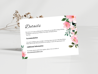 Wedding Invitation, Floral Menu, RSVP, Details Card, Bottle label MTC384
