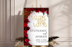 Wedding Welcome Sign Template, Red Rose Welcome To Our Wedding Sign, Red Wedding Signage, Red Wedding Decorations, Digital Download, WS56