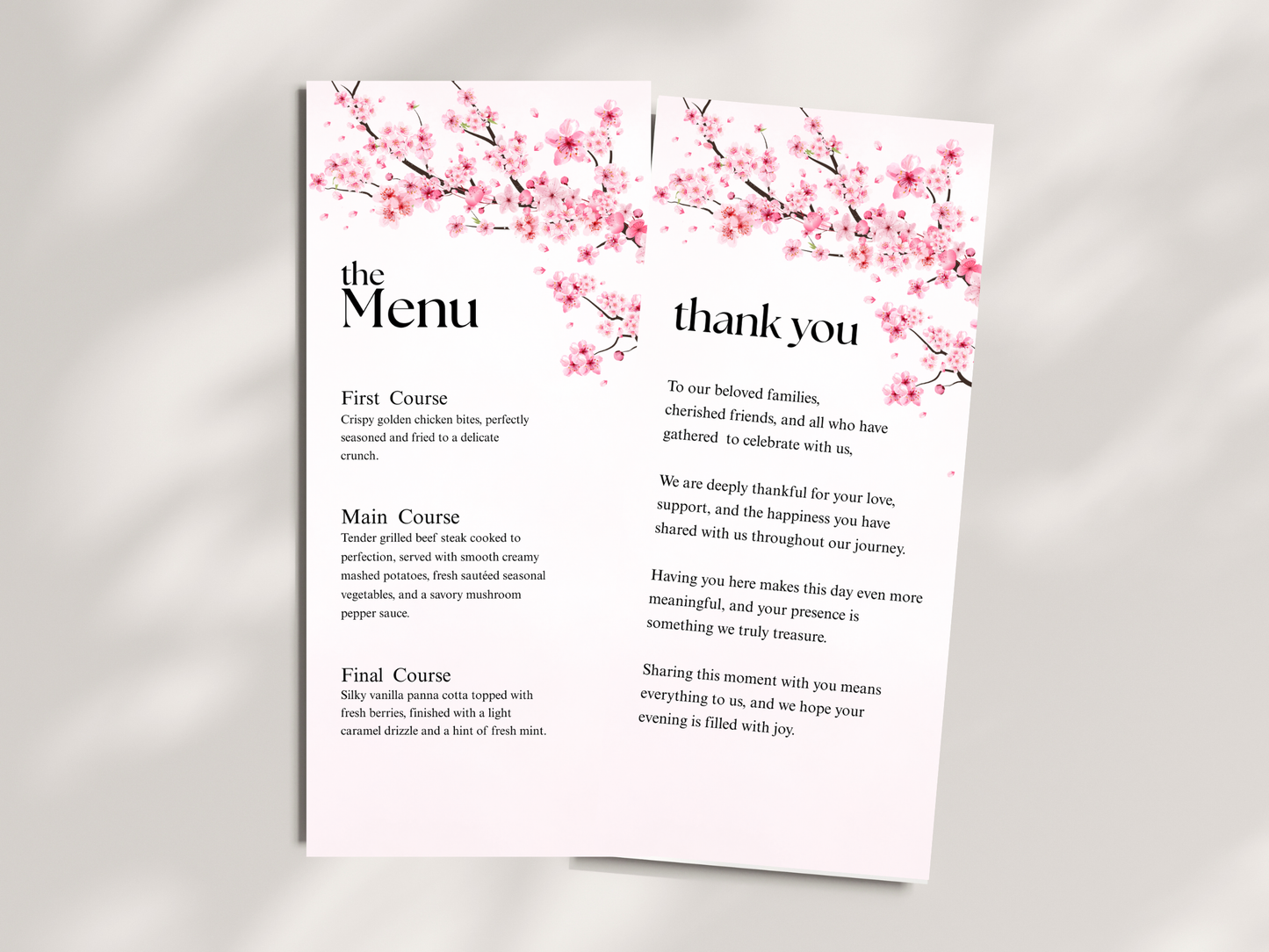 Wedding Thank you Card, Menu Card, Table Card. WI359