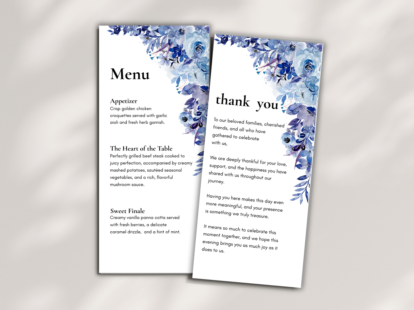 Wedding Thank you Card, Menu Card, Table Card. WI321