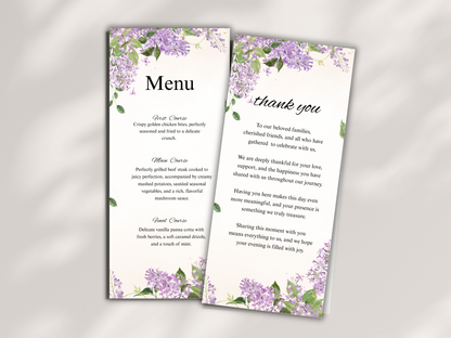 Wedding Thank you Card, Menu Card, Table Card. WI346