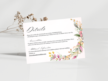 Botanical Wedding invitation Bundle,  Menu, Details, RVSP, Bottle Label, Instant Download MTC405