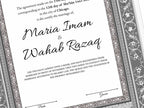 Luxury Nikkah Certificate, Premium A4 Islamic Wedding Contract, Nikkah Nama, Muslim Marriage Certificate, Personalised Names, A4, A3. NN173