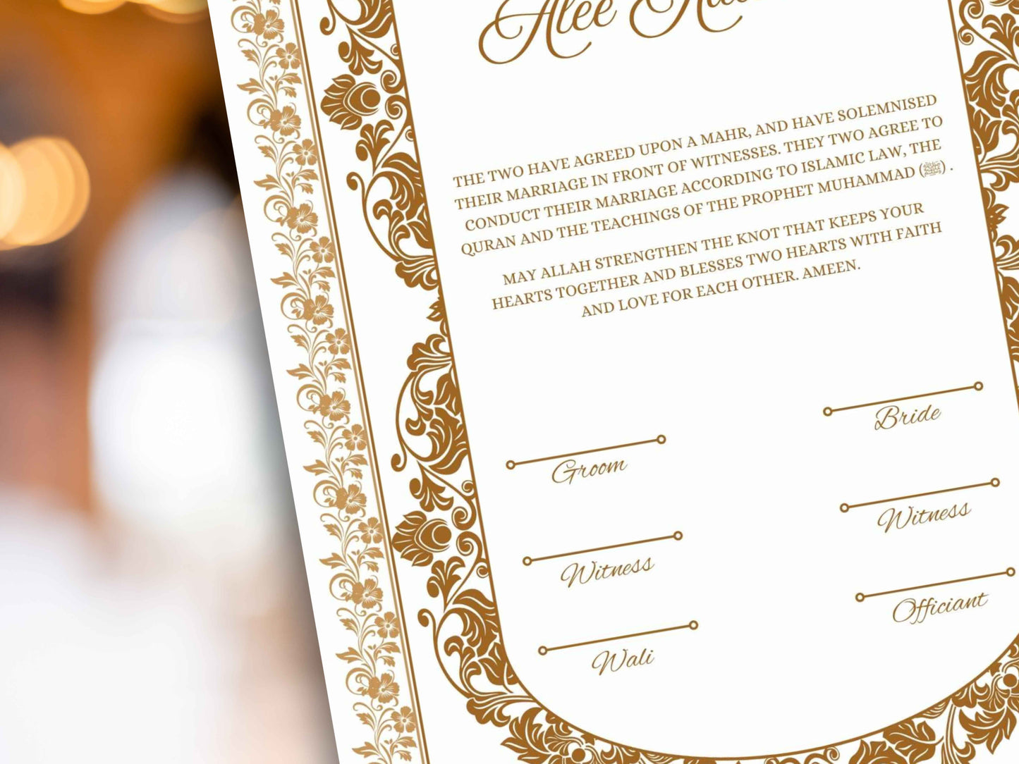 Nikkah Certificate Digital, Nikkah Contract, Editable Nikkah Nama | Islamic Wedding Contract, Muslim Marriage Certificate. NN282