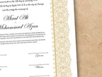 Nikkah Certificate Digital Download Personalised, A4, A3, Template, Editable, Nikkah Nama, Nikkah Contract, Muslim Contract. NN247
