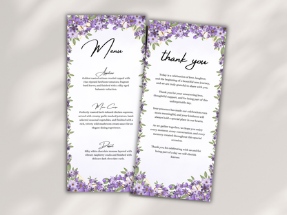Wedding Menu Card, Table, Thank you, Editable Canva Template, Instant Download MTC408