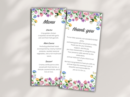 Wedding Thank you Card, Menu Card, Table Card. WI303