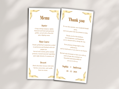 Wedding Thank you Card, Menu Card, Table Card. WI298
