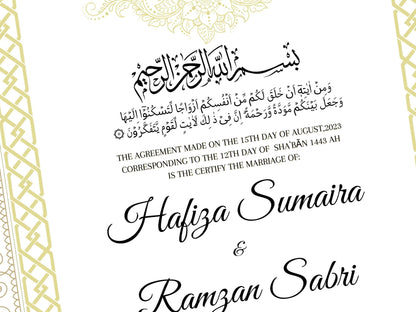 Nikkah Contract Template, Printable Nikkah Contract, Editable Nikkahnama, Muslim Wedding Certificate, Islamic Marriage Contract. NN108