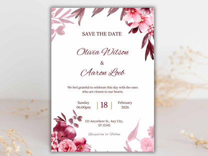 Wedding Invitation Bundle, RSVP, Thank You Card, Table Card, Menu Card, Reception Card, Details Card. WI236