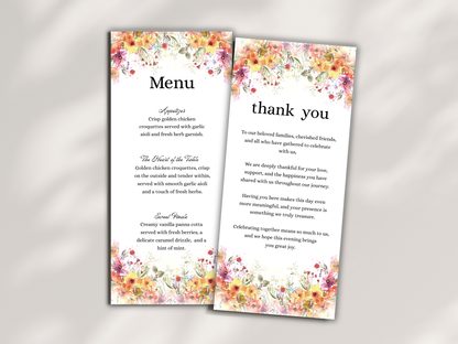 Wedding Thank you Card, Menu Card, Table Card. WI324