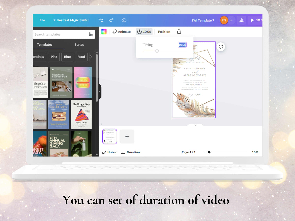 Wedding Video Invitation Suite Template, Animated Wedding Invitation with RSVP, Details And Program, Add Your Own Photo and Music, WEI48