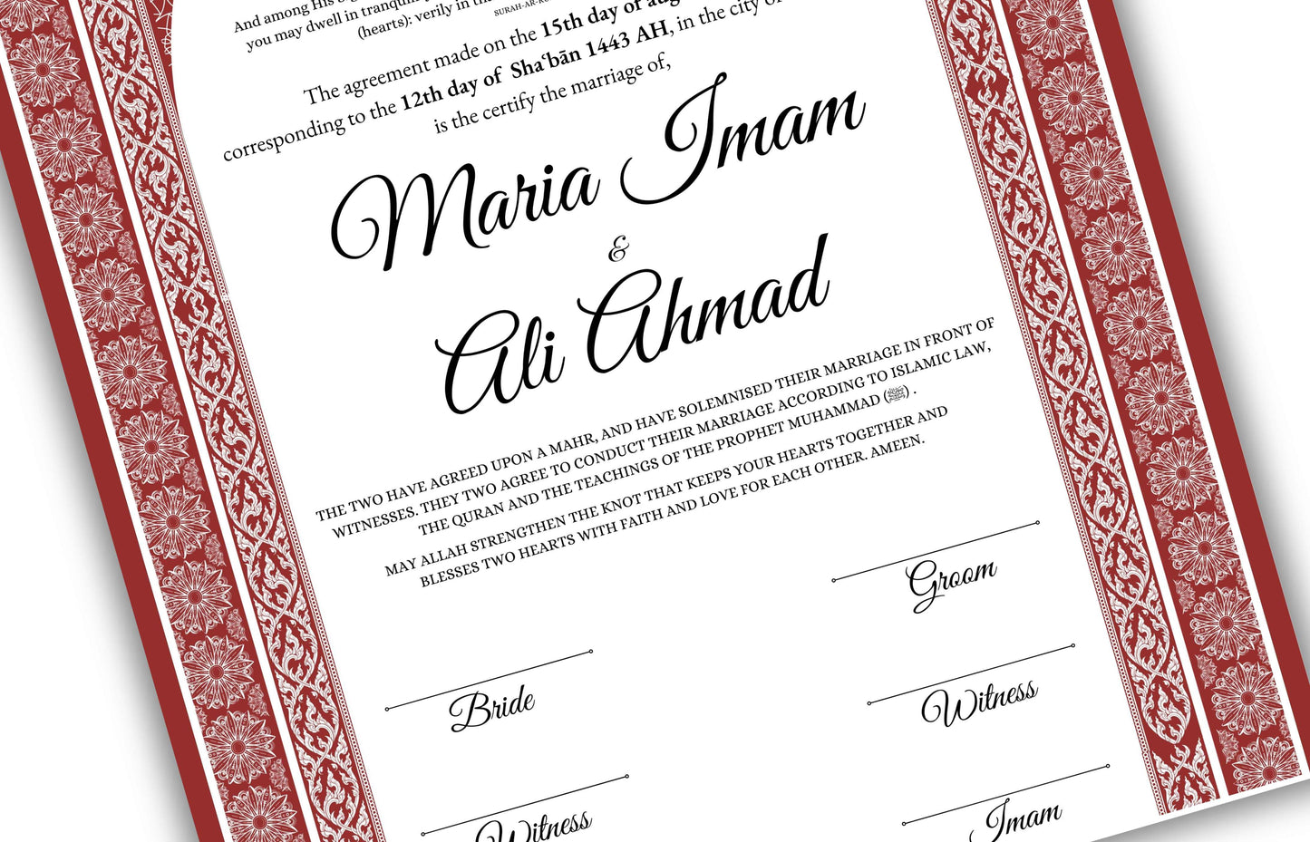 Nikkah Certificate Digital Download Personalised, A4, A3, Template, Instat Download. NN141