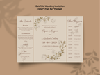 Floral Wedding Invitation Template | Folded Wedding Program & Details Card | Printable Rustic Boho Wedding Invite | Editable Template. WI176