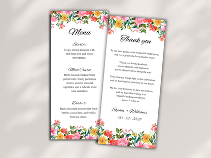 Wedding Thank you Card, Menu Card, Table Card. WI297