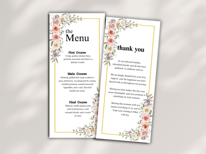 Wedding Thank you Card, Menu Card, Table Card. WI352