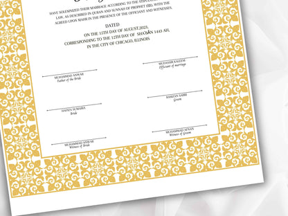 Printable Nikkah Contract Template | Islamic Marriage | PDF Muslim Marriage Contract | Authentic Islamic Wedding Sign Agreement. NN117