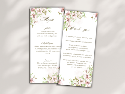 Wedding Thank you Card, Menu Card, Table Card. WI302