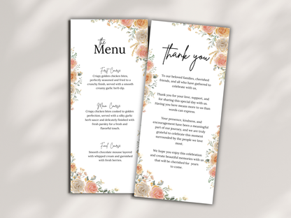 Wedding Menu, Thank You, Table Cards (Editable Template) WI386