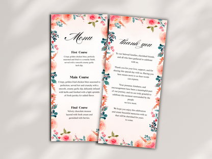 Wedding Thank you Card, Menu Card, Table Card. WI369