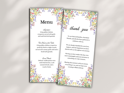 Wedding Thank you Card, Menu Card, Table Card. WI324