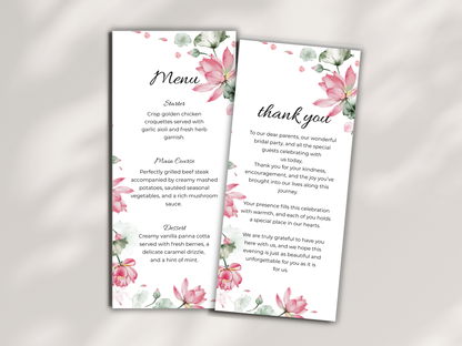 Wedding Thank you Card, Menu Card, Table Card. WI312