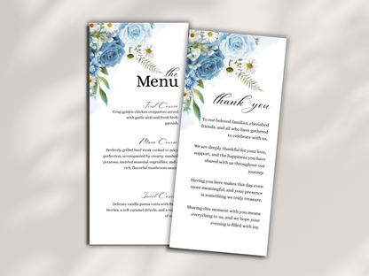 Wedding Thank you Card, Menu Card, Table Card. WI335