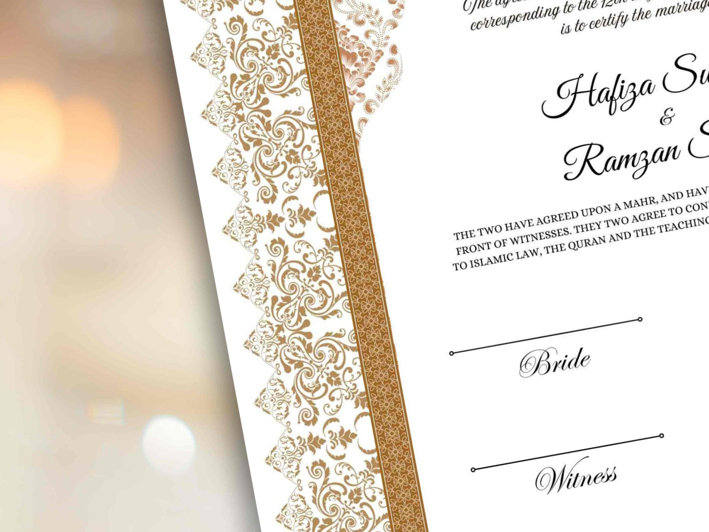 Printable Nikkah Contract Template | Islamic Marriage Contract | Muslim Wedding | Nikkah Template | NN290