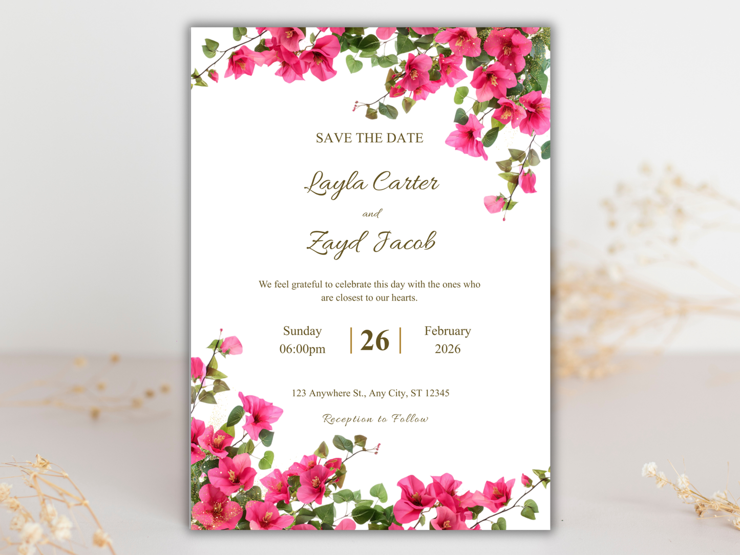 Wedding Invitation Bundle, RSVP, Thank You Card, Table Card, Menu Card, Reception Card, Details Card. WI256