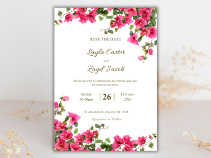 Wedding Invitation Bundle, RSVP, Thank You Card, Table Card, Menu Card, Reception Card, Details Card. WI256