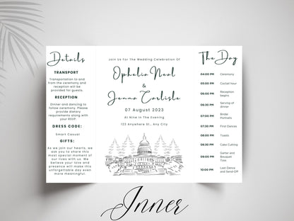 Wedding Itinerary Invitation Template | Modern Timeline Schedule Card | Printable Wedding Program | Minimalist Order of Events. WI147