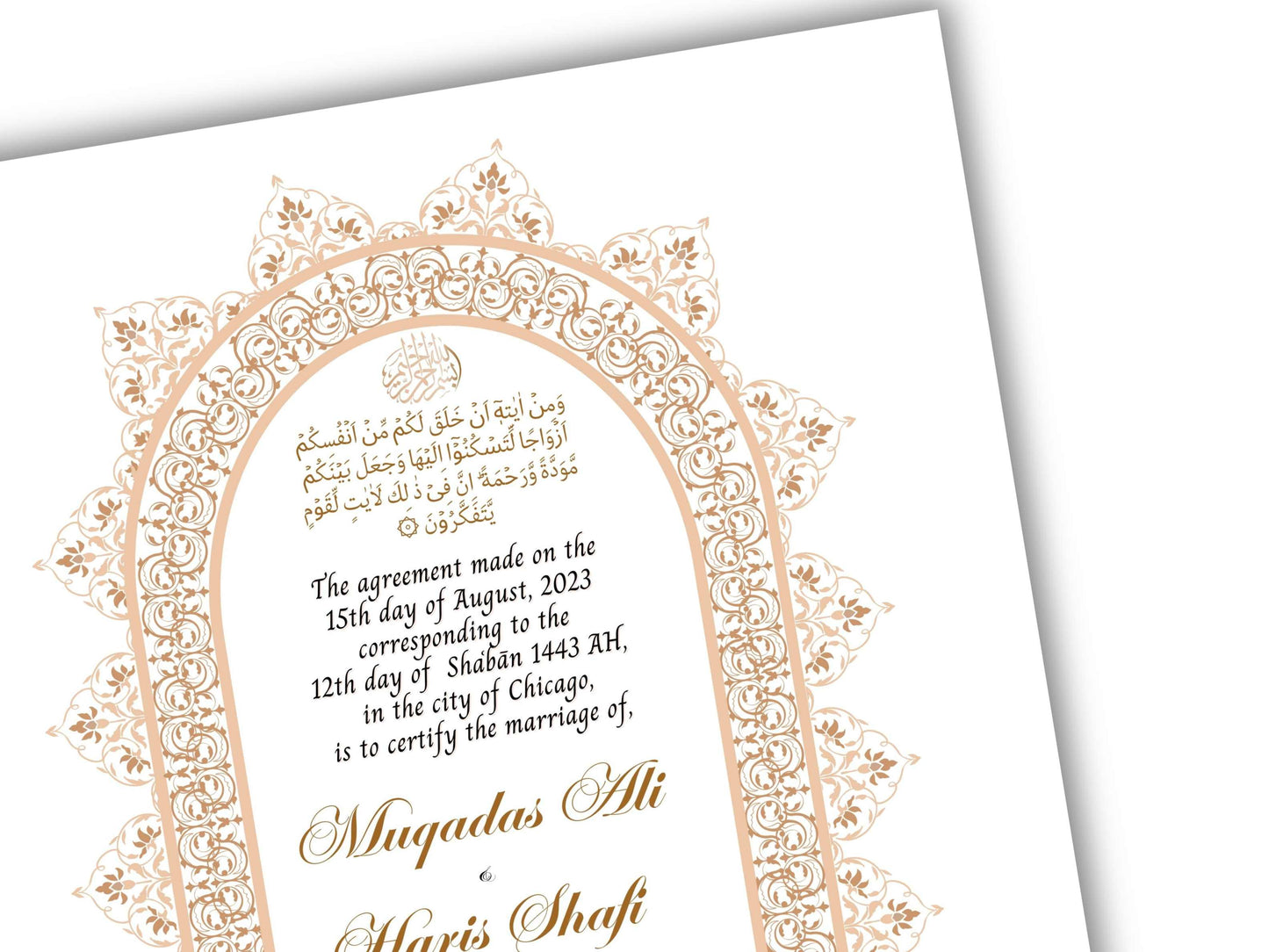 Nikah Contract, Nikkah Certificate, Digital Islamic Marriage Contract, Muslim Wedding Contract, Islamic Wedding Certificate. NN204