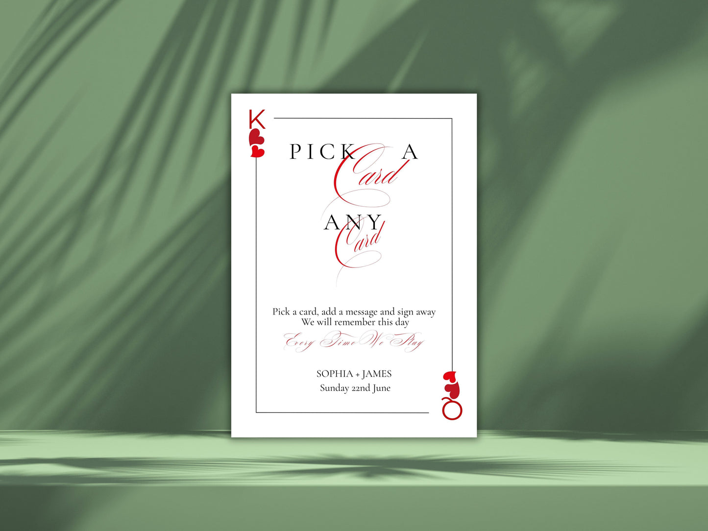 Playing Card Wedding Guest Book Sign | Pick a Card Any Card | Unique Deck of Cards | Minimalist Wedding Sign Instant Download. WS65