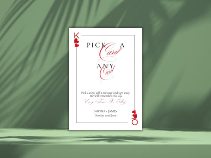 Playing Card Wedding Guest Book Sign | Pick a Card Any Card | Unique Deck of Cards | Minimalist Wedding Sign Instant Download. WS65