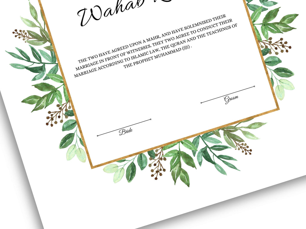 Nikkah Contract Template,Printable Nikkah Contract,Editable Nikkahnama,Muslim Wedding Certificate,Digital Download. NN185