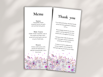 Wedding Thank you Card, Menu Card, Table Card. WI320