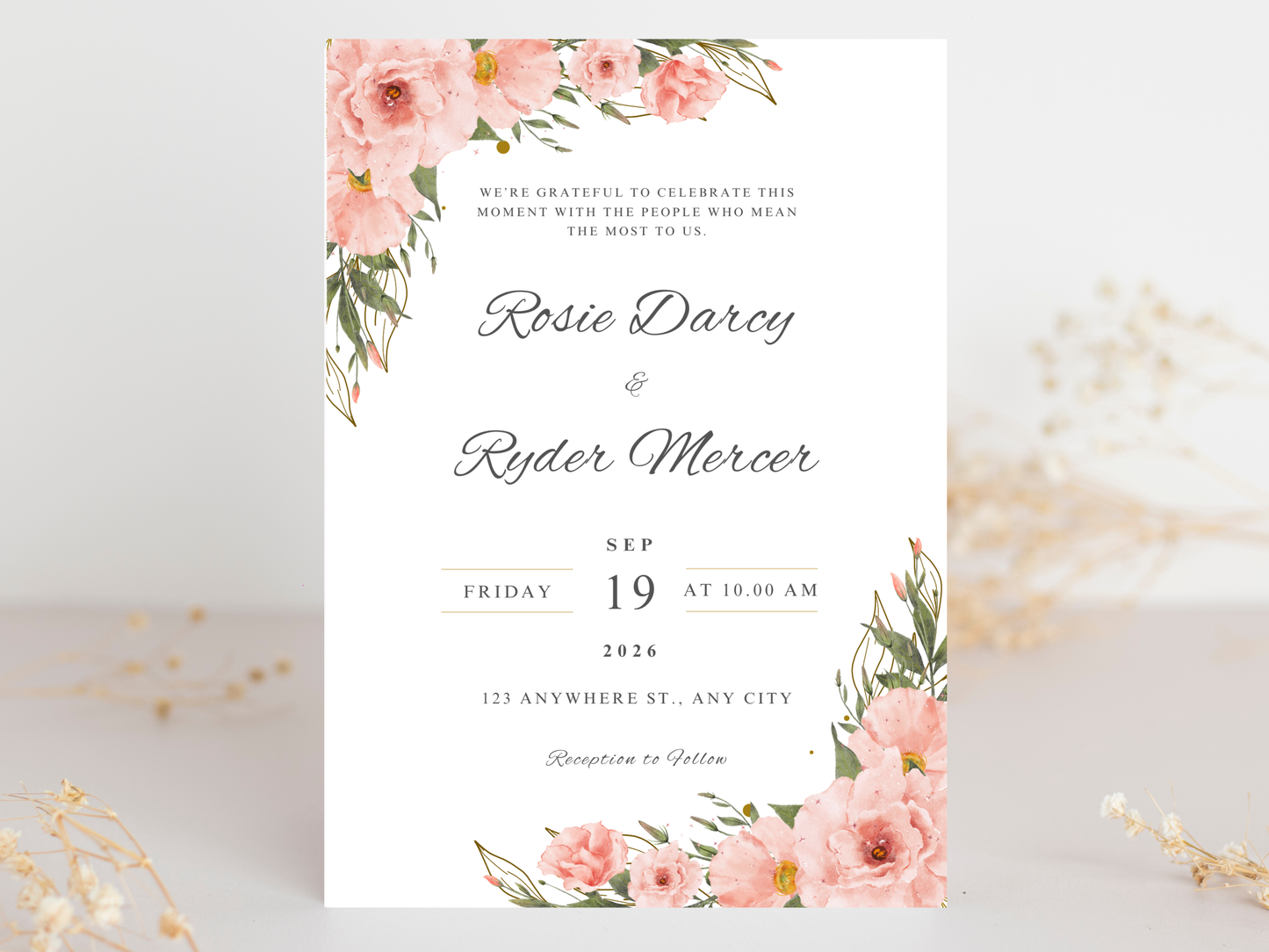 Wedding Invitation Set, RSVP, Wedding Invitation, Details, Editable, Template, WI225