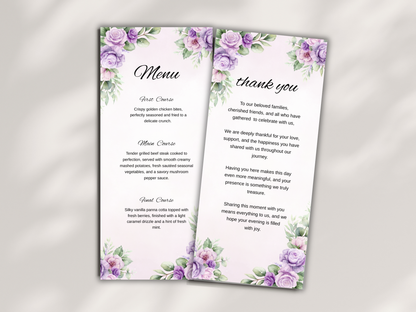 Wedding Thank you Card, Menu Card, Table Card. WI355