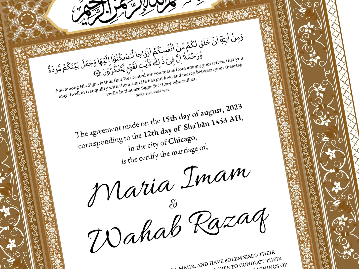 Nikkahnama | Custom Luxury Nikkah Contract | Mughal | Mughal | Inspired Luxury Nikkahnama | Nikkah Certificate in Pdf Template. NN166