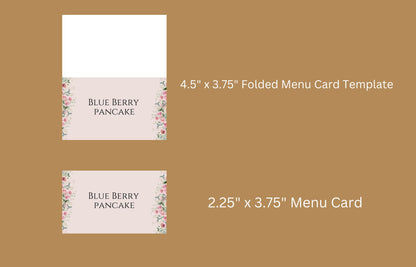 Menu Tent Card, Menu Sign Border Table Tent Editable Template, Food Tent Template. WS18