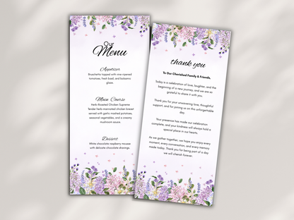 Wedding Menu, Thank You, Table Cards (Editable Canva Template) WI392