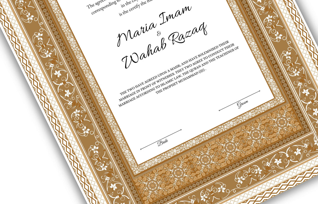 Nikkahnama | Custom Luxury Nikkah Contract | Mughal | Mughal | Inspired Luxury Nikkahnama | Nikkah Certificate in Pdf Template. NN175