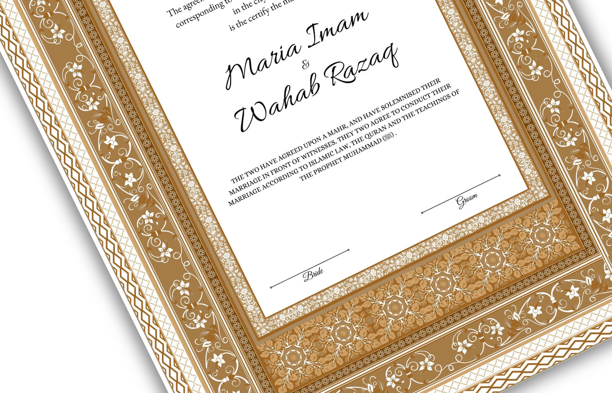 Nikkahnama | Custom Luxury Nikkah Contract | Mughal | Mughal | Inspired Luxury Nikkahnama | Nikkah Certificate in Pdf Template. NN175