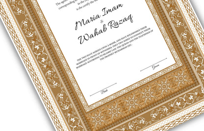 Nikkahnama | Custom Luxury Nikkah Contract | Mughal | Mughal | Inspired Luxury Nikkahnama | Nikkah Certificate in Pdf Template. NN175