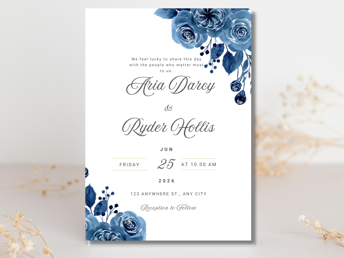 Wedding Invitation Set, RSVP, Dark Floral, Wedding Invitation, Details, Editable, Template, WI227
