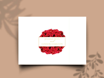 Elegant Red Rose Gatefold Wedding Invitation | Romantic Floral Wedding Card | Printable Invitation Suite | Red Wedding Timeline | WI140