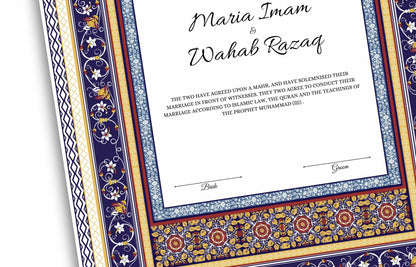 Nikkahnama | Custom Luxury Nikkah Contract | Mughal | Mughal | Inspired Luxury Nikkahnama | Nikkah Certificate in Pdf Template. NN184